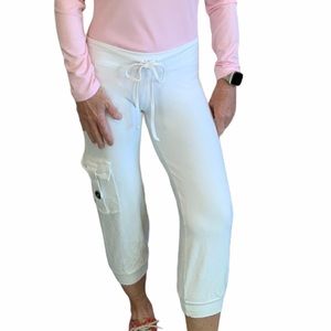 Public Myth White Capri Cargo Joggers